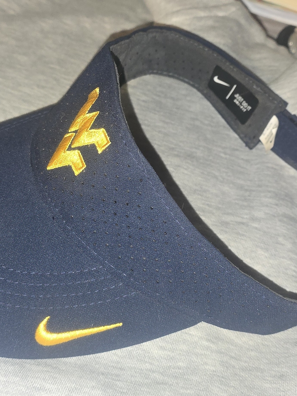WVU Nike Navy Visor with Yellow Flying WV Embroidery Adult OS